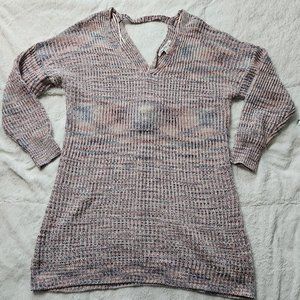 American Rag Multicolor Twist Back Long Sweater Purple Pink Blue XL